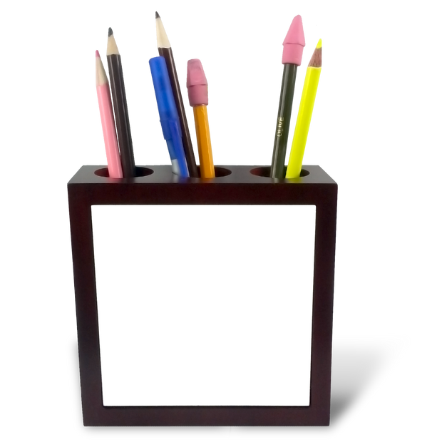 Wood Pen/Pencil Holder with 4" tile